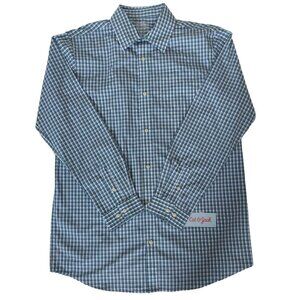 Cat & Jack Boys Long Sleeve Plaid Shirt Blue XXL 16/18 Cotton/Polyester, NWT